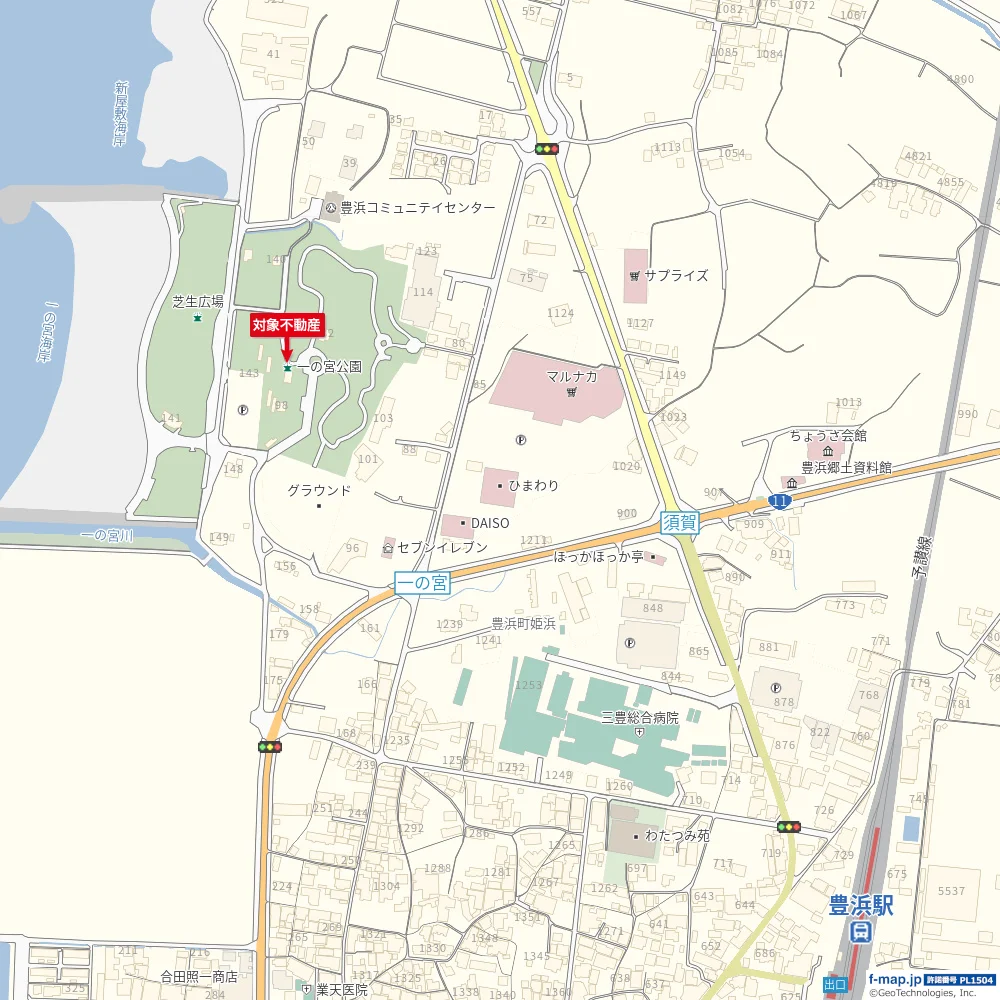 観音寺市豊浜町 一の宮公園の地図