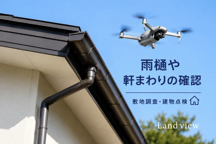四国中央市周辺でドローンを活用し住宅の雨樋や軒まわりを確認する建物点検のイメージ