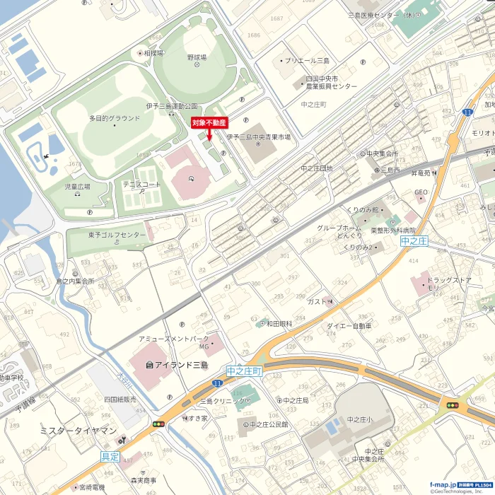三島運動公園の位置図 周辺施設と公園の場所が分かる地図