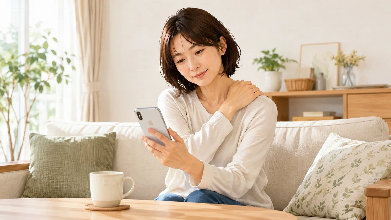 湖南市の整体サロンre-flowを予約しようか検討する女性