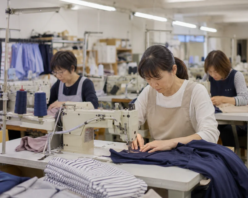 有限会社裕ファクトリー_婦人服を工業用ミシンで縫製する作業スタッフのイメージ
