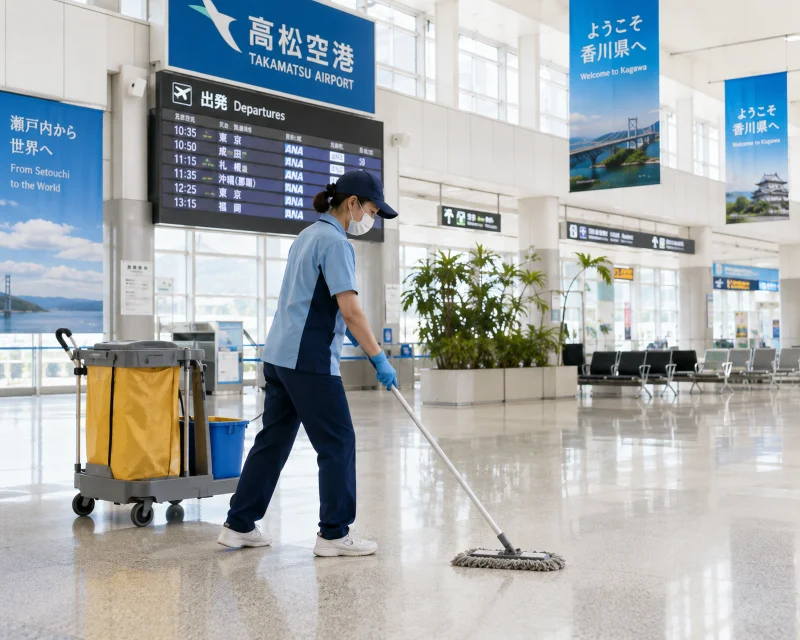 ヒカリエンタプライズ株式会社による高松空港ターミナル内の清掃