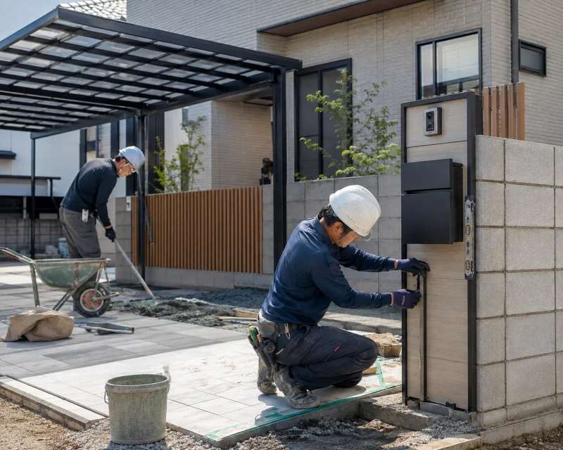 株式会社フクダのスタッフ_戸建住宅のカーポート・門柱・アプローチなどを施工しているエクステリア職人」